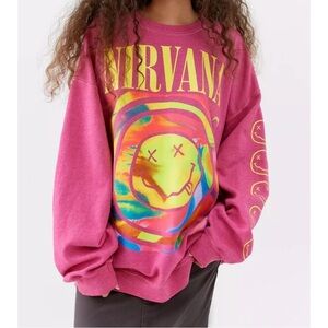 Urban Outfitters x NIRVANA Oversized Pink Psychedelic Sweatshirt